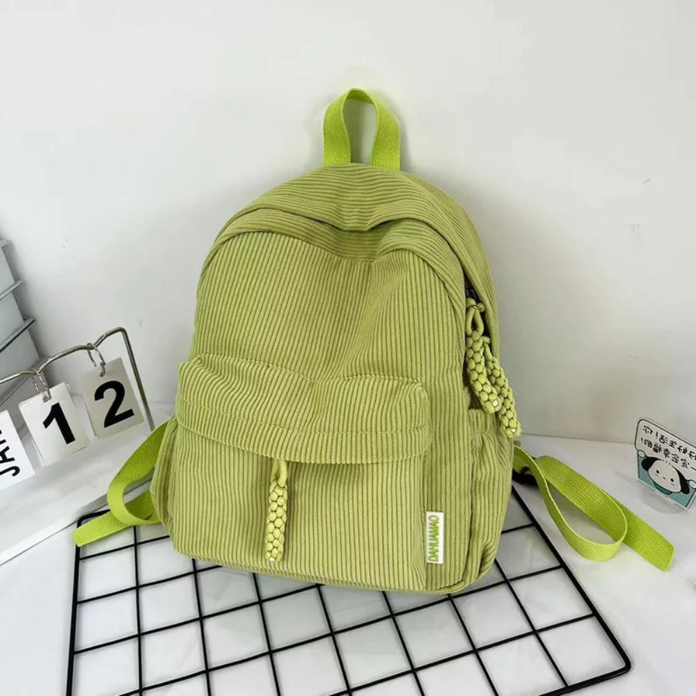

Cute Solid Color Corduroy Backpack Rucksack Handbag Small School Bags Small Simple Student Book Bags Traveling