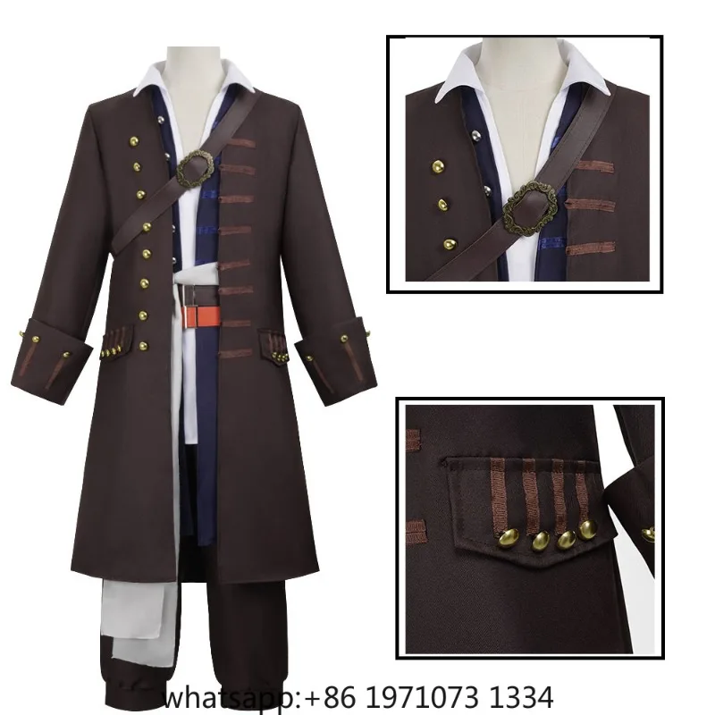 Jack Cosplay Sparrow Medieval Renaissance Men Costume Pirate Cosplay Jacket Viking Knight Men Medieval Vintage Halloween
