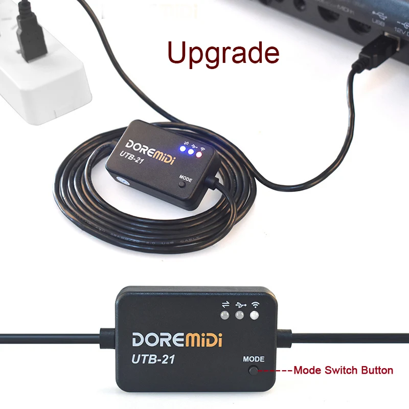 DOREMiDi USB MIDI na bezprzewodowy Adapter MIDI Bluetooth bezprzewodowy kabel MIDI USB ze wskaźnikiem dla urządzenia MIDI