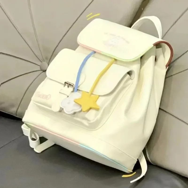 Xiuya bonito das mulheres mochila de couro branco pequenos estudantes sacos estéticos designer coreano nova moda juventude feminino mochilas casuais