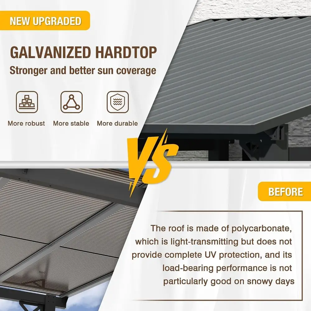 8' x 8' Outdoor Hardtop Gazebo with Galvanized Steel Roof, Ideal for Patios and Backyards view 4