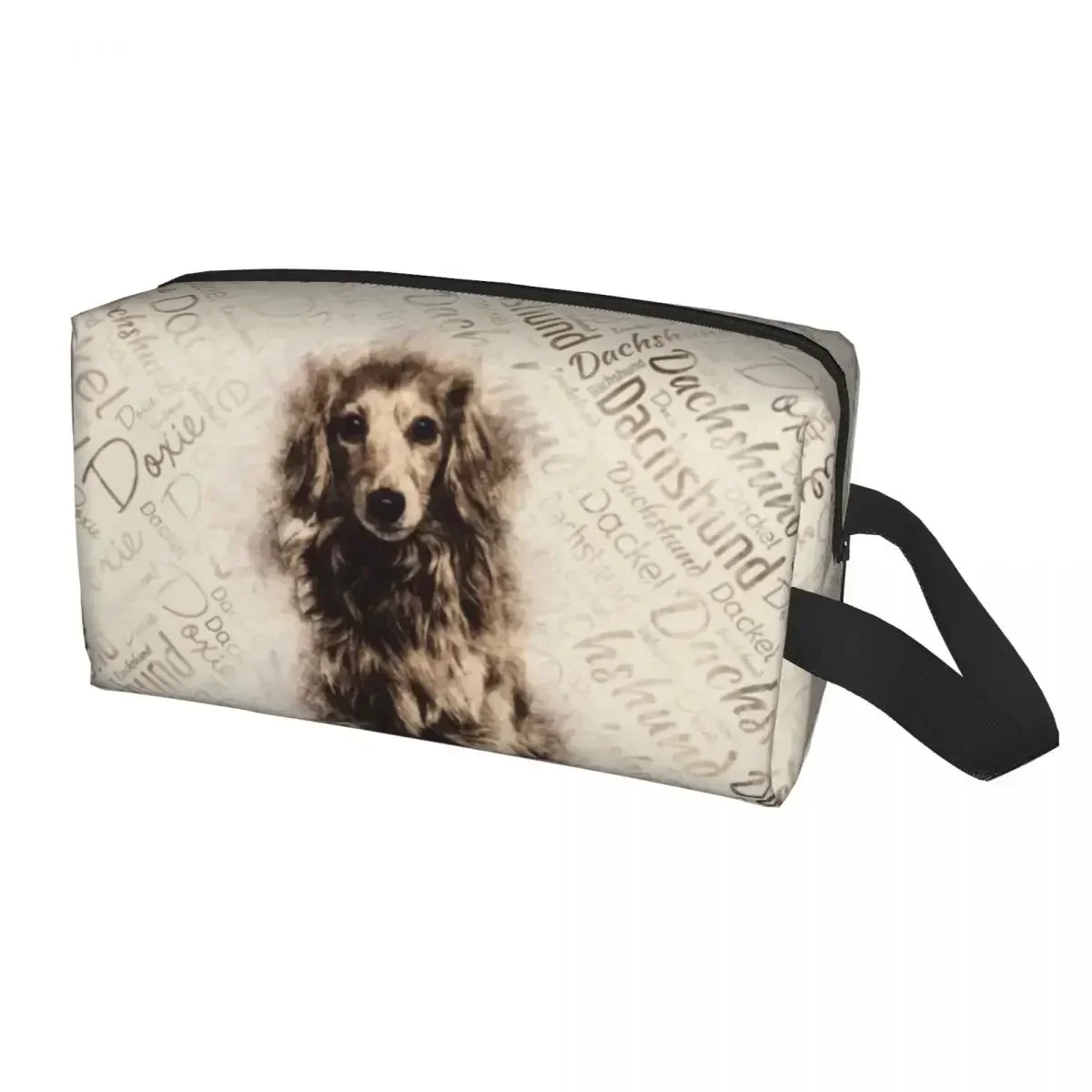 

Longhaired Dachshund Dog Cosmetic Bag Women Kawaii Big Capacity Badger Sausage Wiener Makeup Case Beauty Storage Toiletry Bags