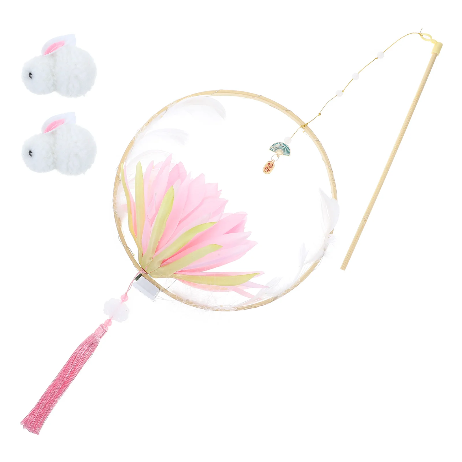 Jade coelho lanterna diy kit portátil leve seguro para crianças atividade criativa luminosa festa visual decoração de ano novo