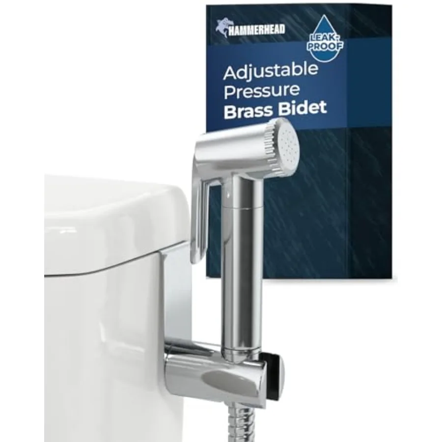 

Solid Metal Adjustable Pressure Handheld Bidet Sprayer for Toilet, Handheld Bidet Attachment with 47-Inch Hose and Leak-Proof T