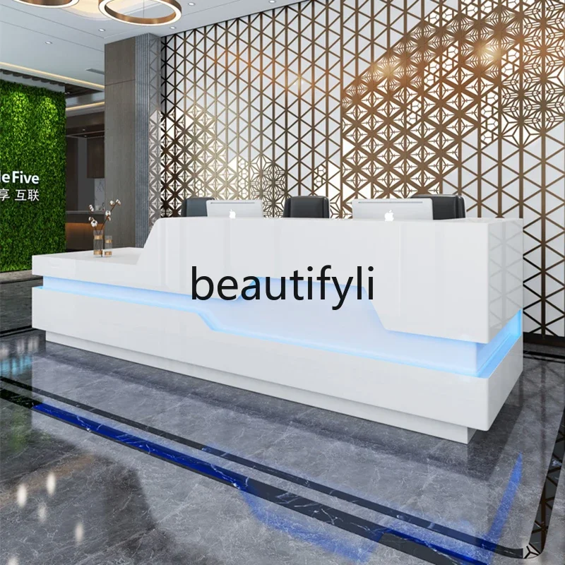 

zzqCompany Front Desk Reception Simple Modern Technology Office Desk Welcome Service Lacquered Bar Counter Cashier Desk