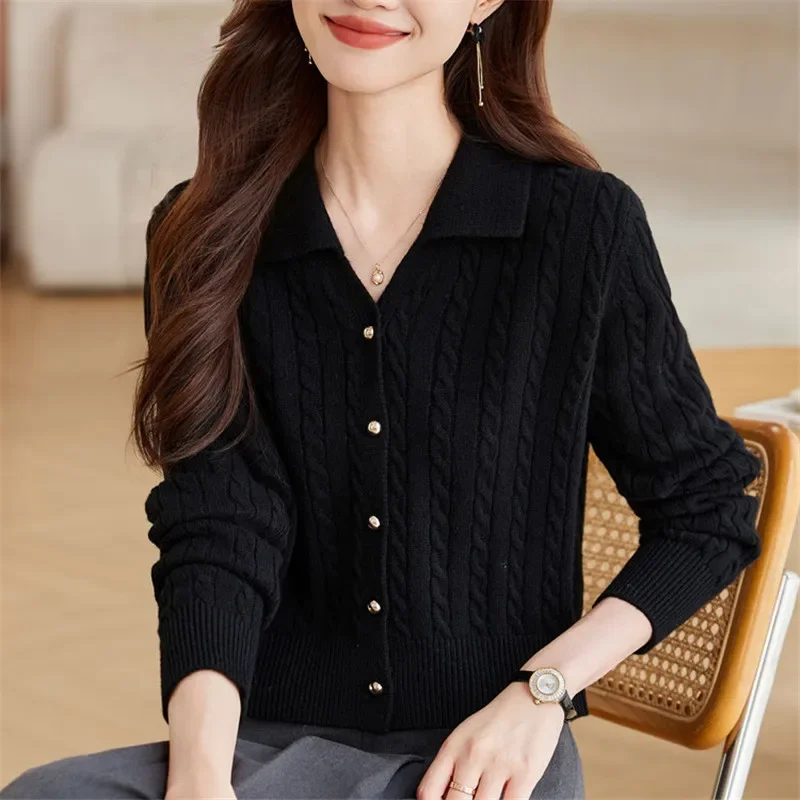 2026 Autumn Apricot Wool Knit AOSSVIAO  Women's Cardigan Cropped Petite Long Sleeve Sweater Outerwear Solid Color Versatile Top