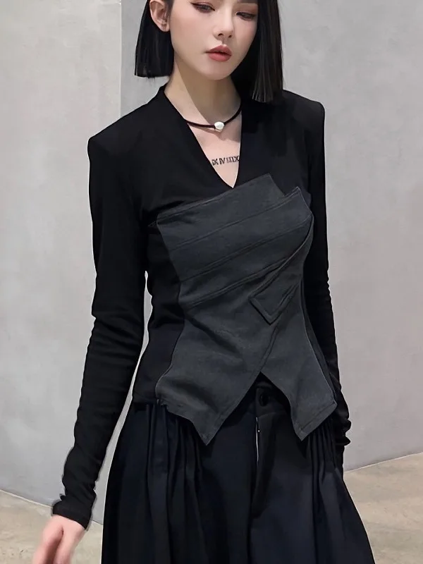 

Женская футболка больших размеров с V-образным вырезом, длинным рукавом, на флисовой подкладке, повседневная, для ношения под одеждой, утягивающая, базовая, топ