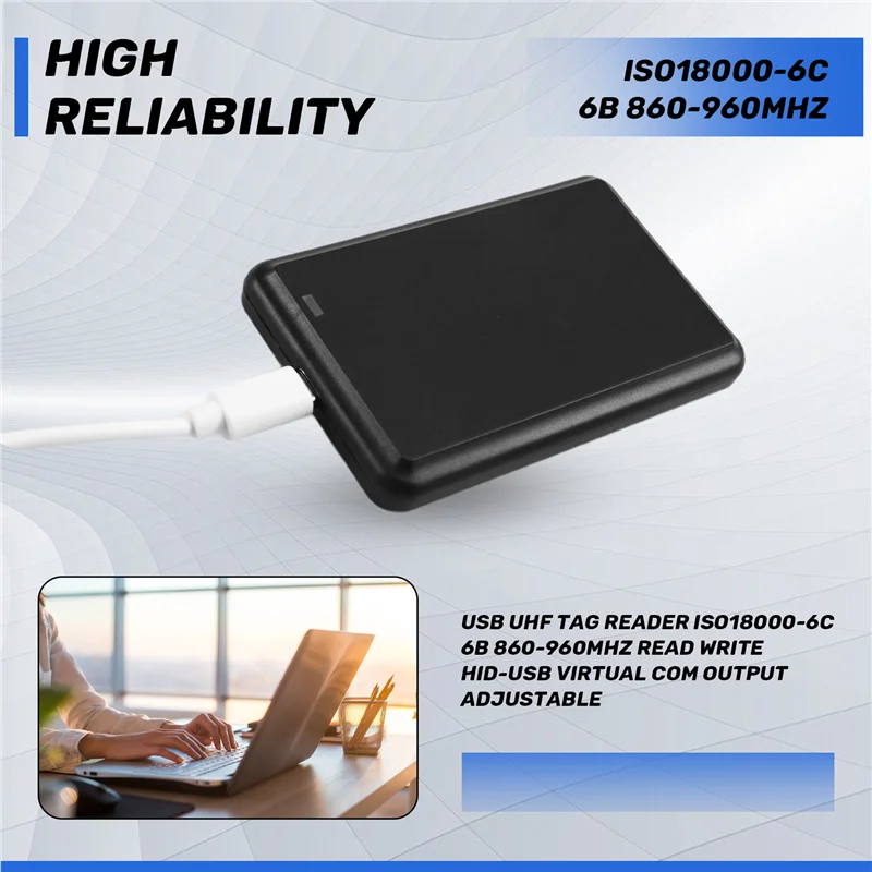 

AAAEL-USB UHF Tag Reader ISO18000-6C 6B 860-960Mhz Read Writer HID-USB Virtual COM Output Adjustable