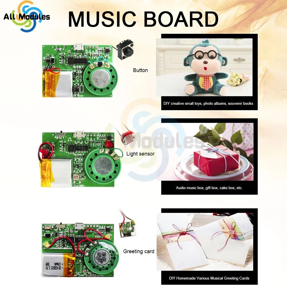 MP3 Recordable PCB Sound Module USB Recording MP3 Music Module Greeting Card DIY MP3 Recordable USB Downloadable Sound Module