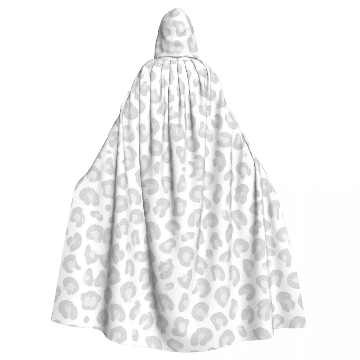 Adult Leopard Print Silver Gray And White Cloak Cape Hooded Medieval Costume Witch Wicca Vampire Halloween Costume Dress Coat