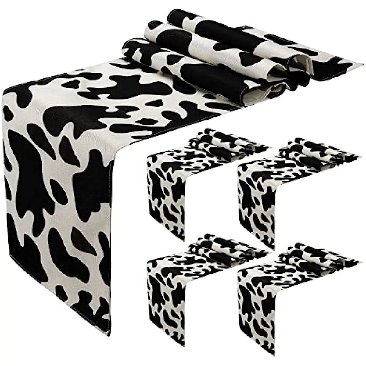 Cow Print Table Runner Farm Black White Cowhide Tablecloth Parties Western Barnyard Cowboy Themed Birthday Home Kitchen Decor