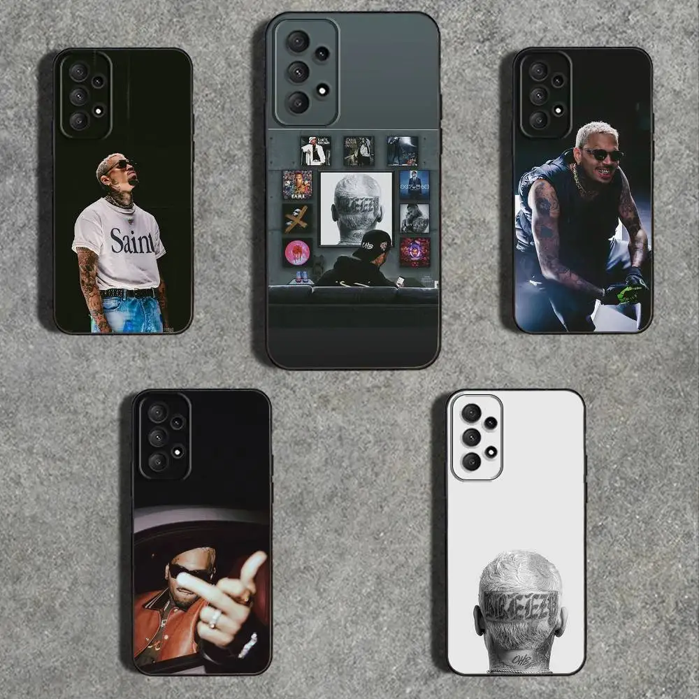 

Rapper U-USA C-Chris BrownS Phone Case For Samsung Galaxy A 91,80,73,72,71,53,52,51,22,5G Shockproof Soft Black Cover