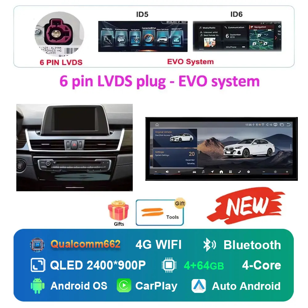 Autoradio Android 16 Multimedia Speler 4G voor BMW 2 Serie F45 F46 2014 - 2018 NBT EVO Systeem Ultradunne ScreenGPS Navigatie