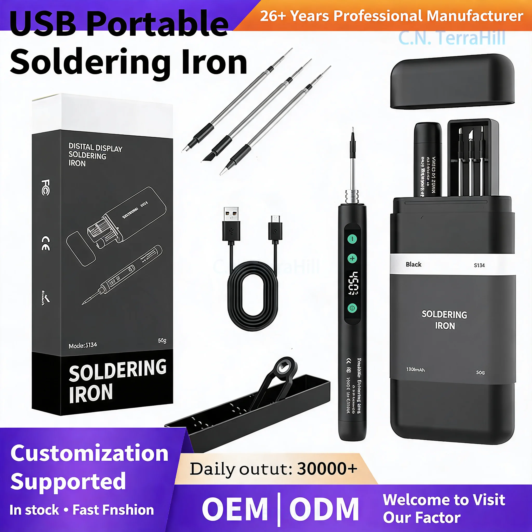 Cordless USB Soldering Iron Kit with Digital Display, Portable DIY Welding Repair Tool for Home Use