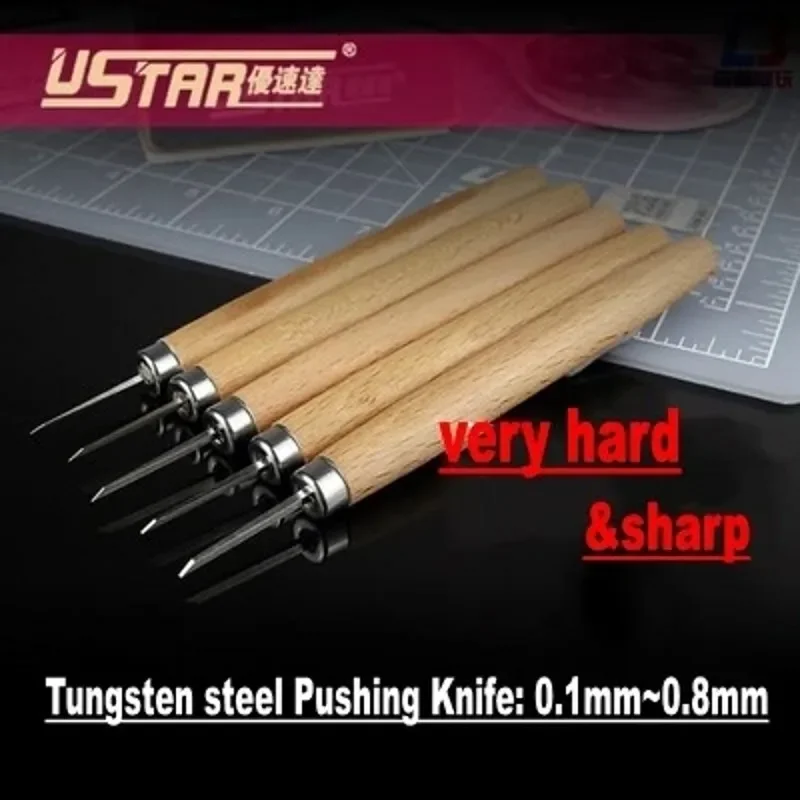 High Quality 0.1mm-0.8mm Pushing Knife Model Building craft Tool Carving Knife Model Making Tool with Wood Grip 90201