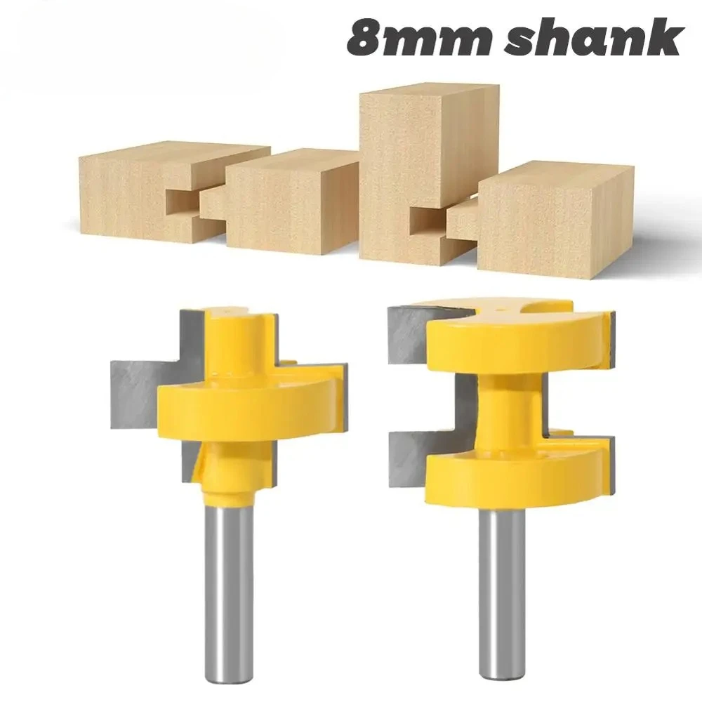 

2pcs 8MM 12MM Shank 1/2” Shank T-Slot Square Tooth Tenon Milling Cutter Carving Knife Router Bits for Wood Tool Woodworking