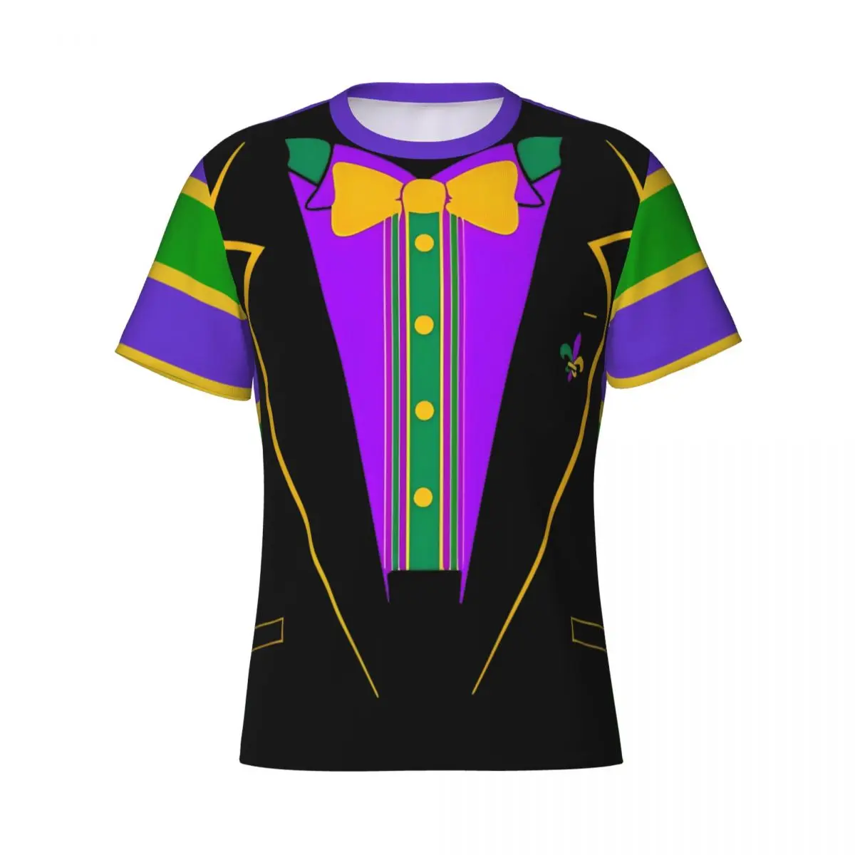 

Mardi Gras Tuxedo Costume Funny Carnival Parade Gift T Shirts Men Women's Polyester T-Shirt Round Collar Tees Gift Idea Clothes