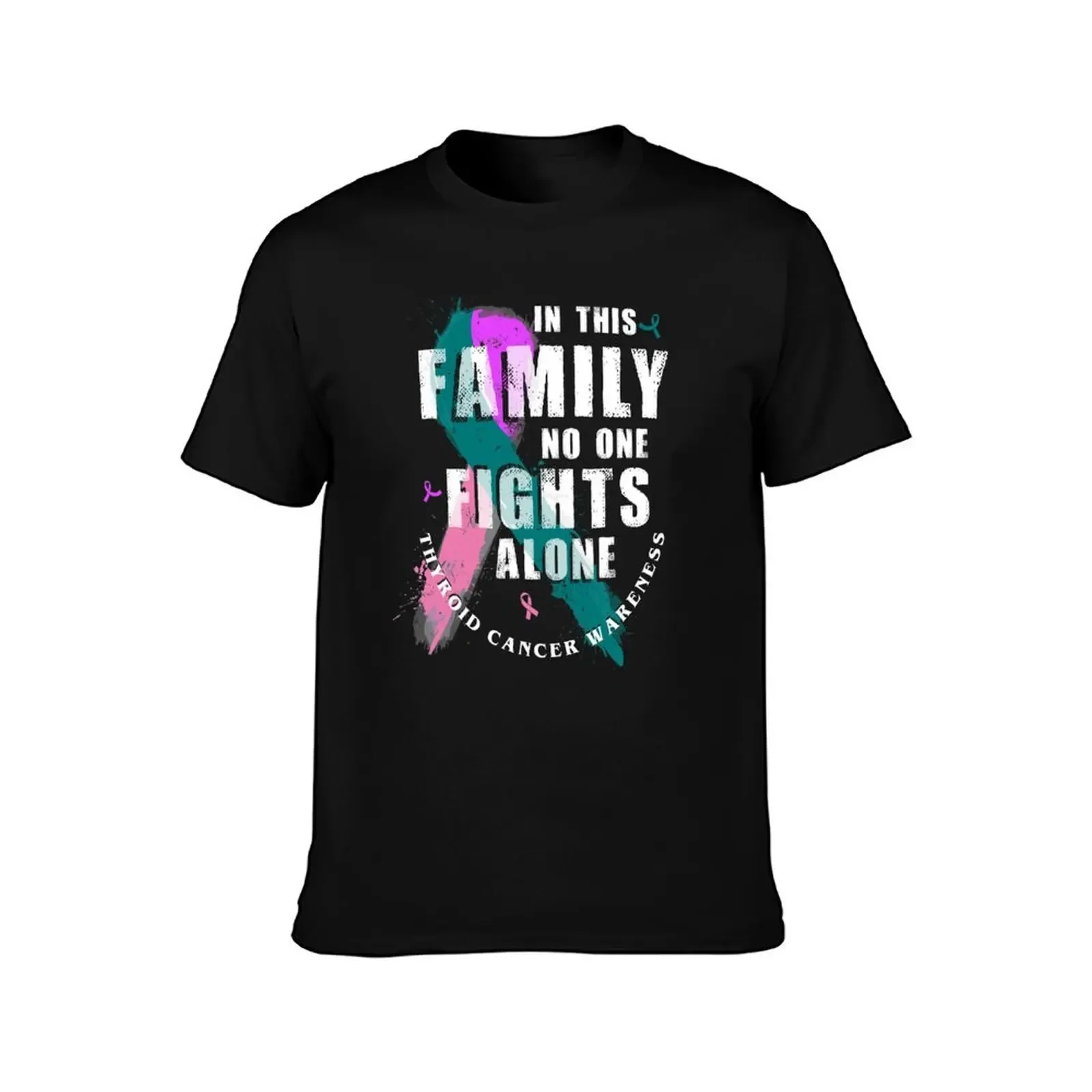 In This Family No One Fights Alone Thyroid Cancer T-Shirt blacks mens t shirts casual stylish