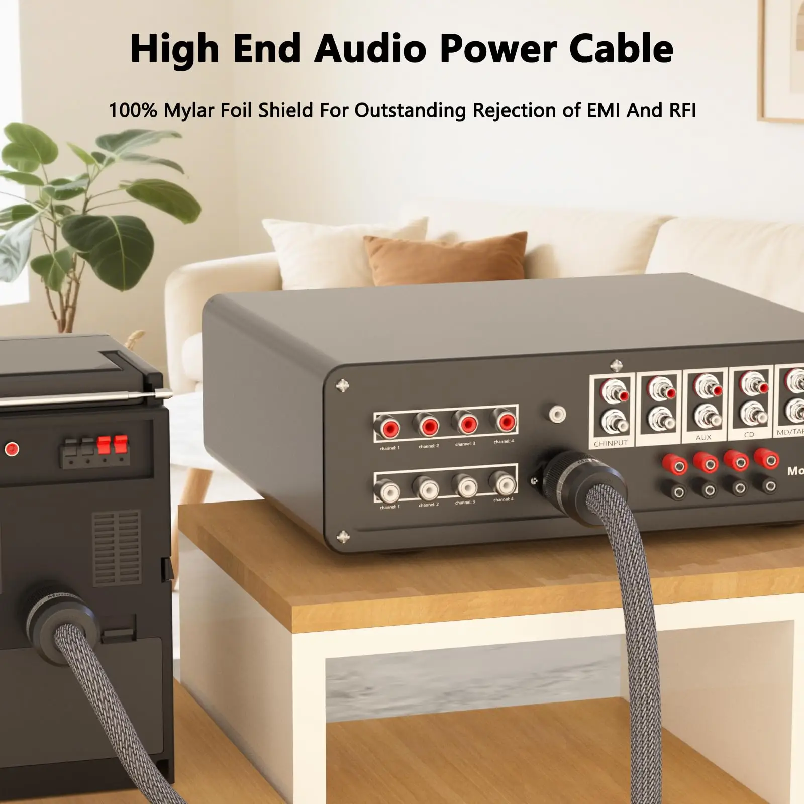 

13 Guage Audiophile Power Cord 3-Prong Pure Copper HiFi Power Cable 125V 15A Braided Sleeves Audio Power Cord for Speaker,Audio