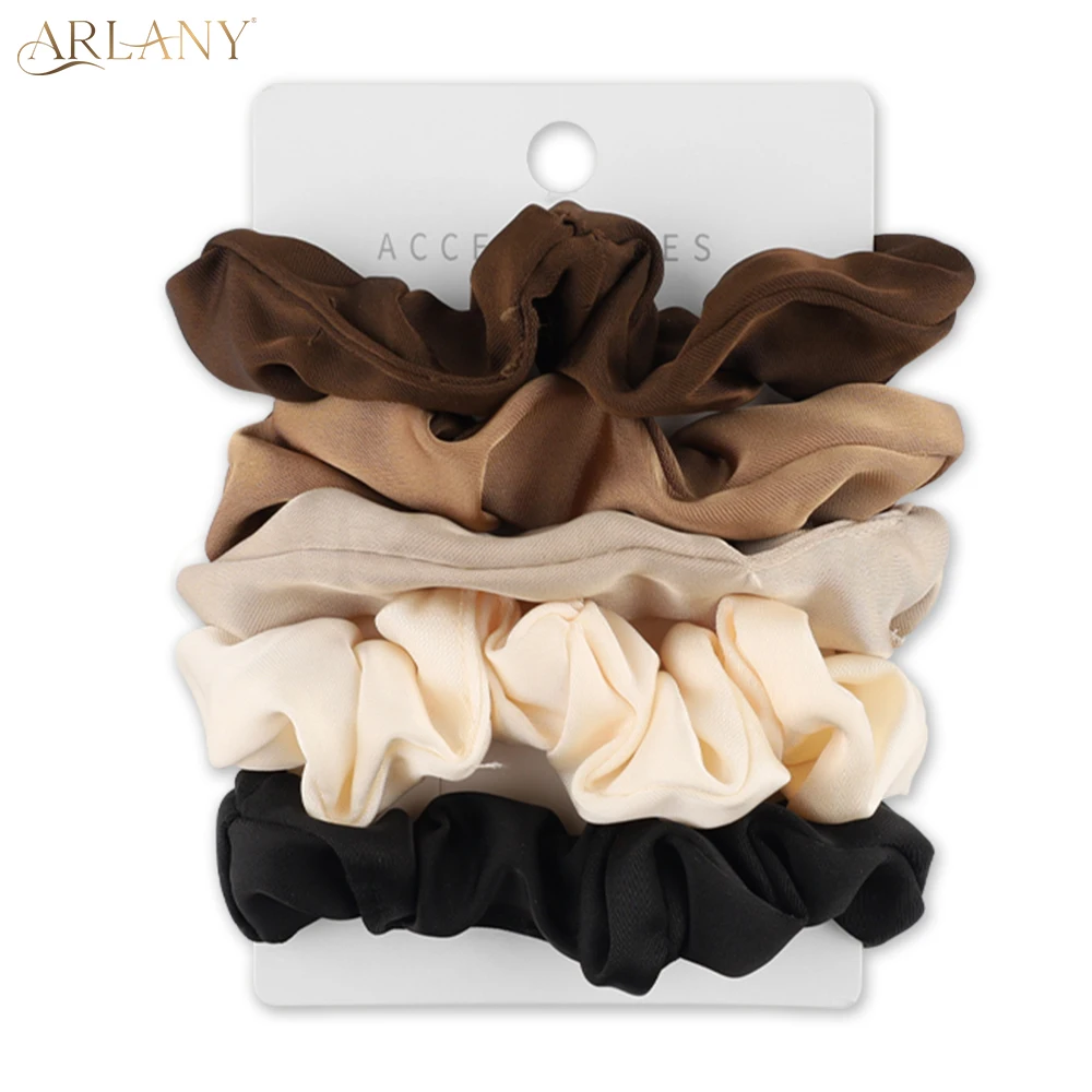 

ARLANY 5Pcs Solid Hair Scrunchies for Women Ponytail Holder with Elastic Bands Stain Hair Ties Scrunchies Hair Ties Hairband