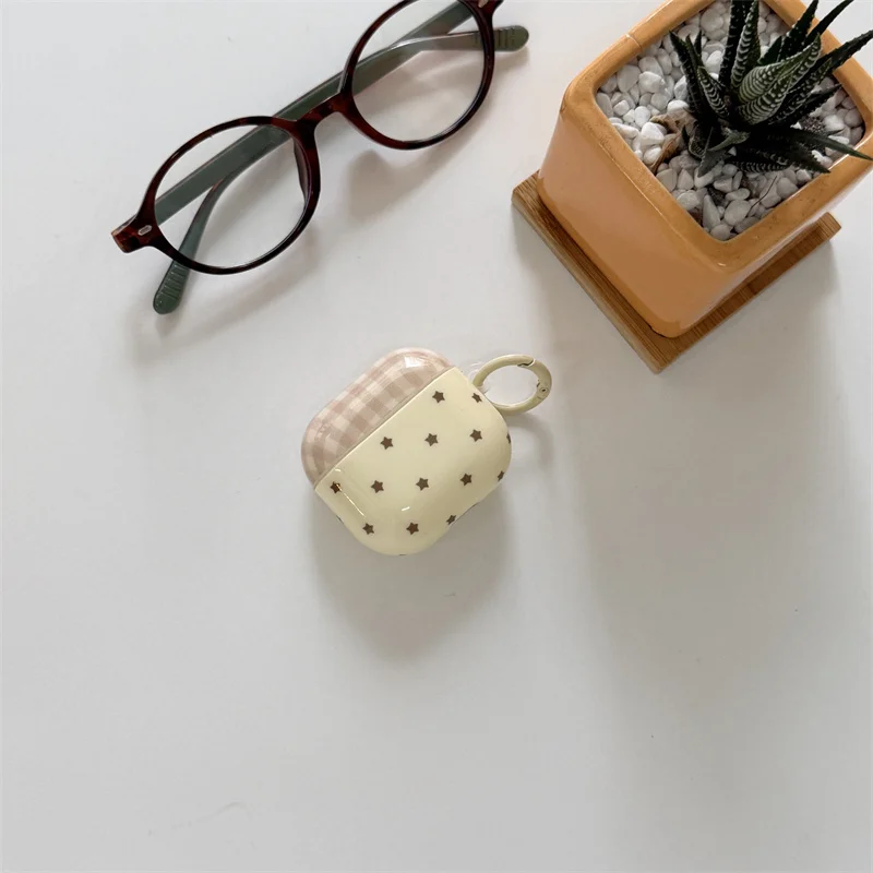 

Korean Style Simple Full Screen Color Collision Wavelet Point With Hook Earphone Case Cover for AirPods 1 or 2 3 4 Pro 2 Pro 3