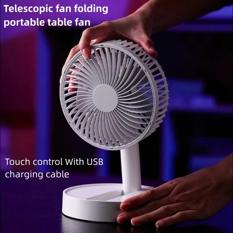 Table fan Foldable Fan with 4 Speeds ＆ Timing,3600mAh Battery Operated SB Mini Fan for Bedroom, Ioor or Outdoor summer Table fan