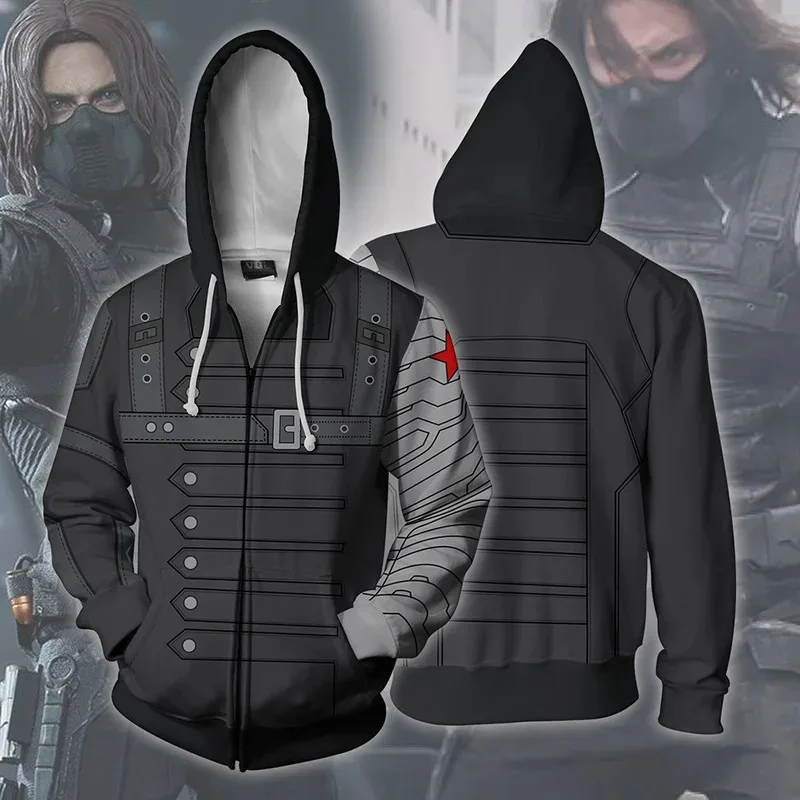 NewFans Wear Sweatshirts 3D Printed Hoodies Winter Soldier  Zip Up Sweatshirt for Movie Fans2025