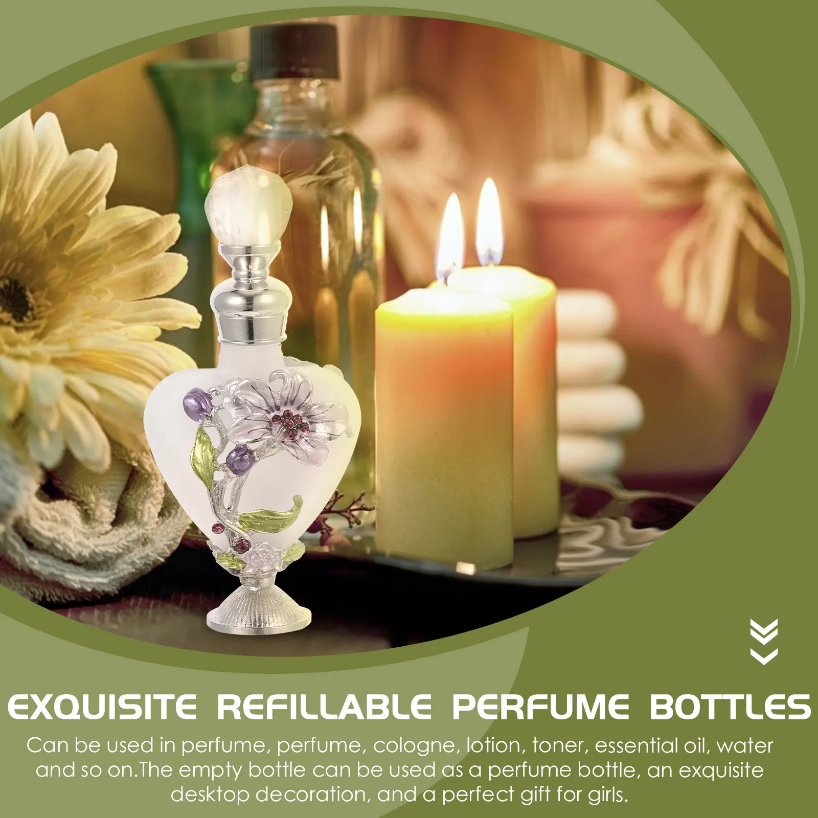 

Exquisite Empty Perfume Bottle Essential Oil Container Glass Aroma Bottle Middle Eastern Design Portable Fragrance Storage Decor