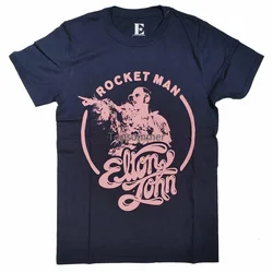 Camiseta de Elton John Rocketman Retro, círculo rosa, 100%