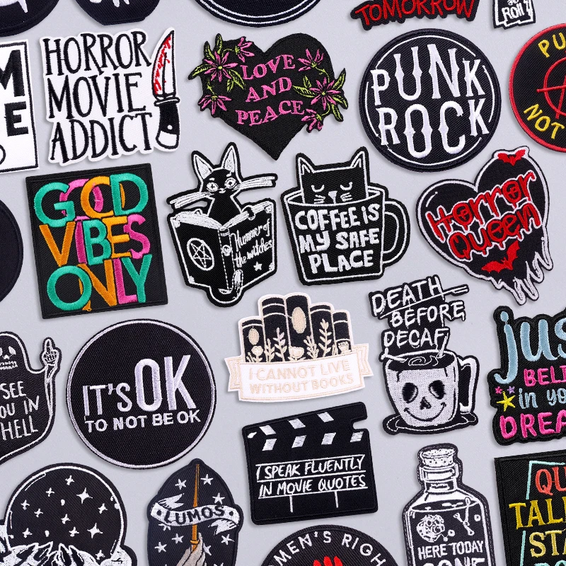 Nette Buchstaben Stickerei Patch Cartoon Inspirierende Applikation Eisen Auf Patches Für Kleidung Thermoadhäsive Patches Auf Kleidung DIY
