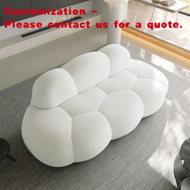 custom.Atunus Nordic Minimalism White Black Boucle Fabric Cloud Sofa Vacuum Compressed Floor Lounge Couch General Use Home Furni