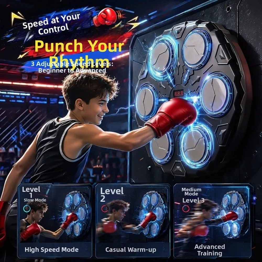 Wall Mounted Smart Music Boxing Machine 3 Speed Adjustment Height Adjustable Boxing Electronic Target LED Lighted