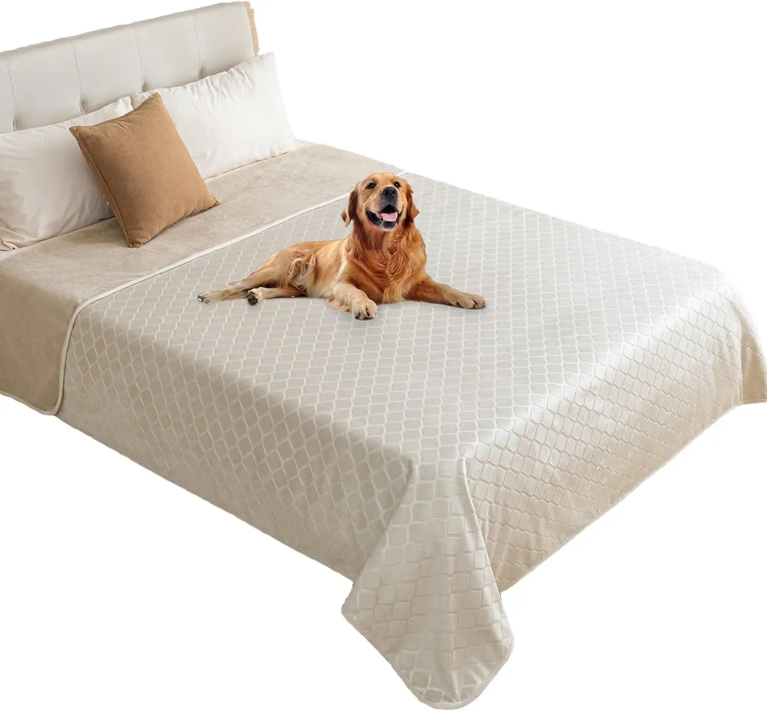 

Водонепроницаемое одеяло-покрывало для собак, уютный плюшевый плед для дивана, кремово-бежевый, 82x102 дюйма