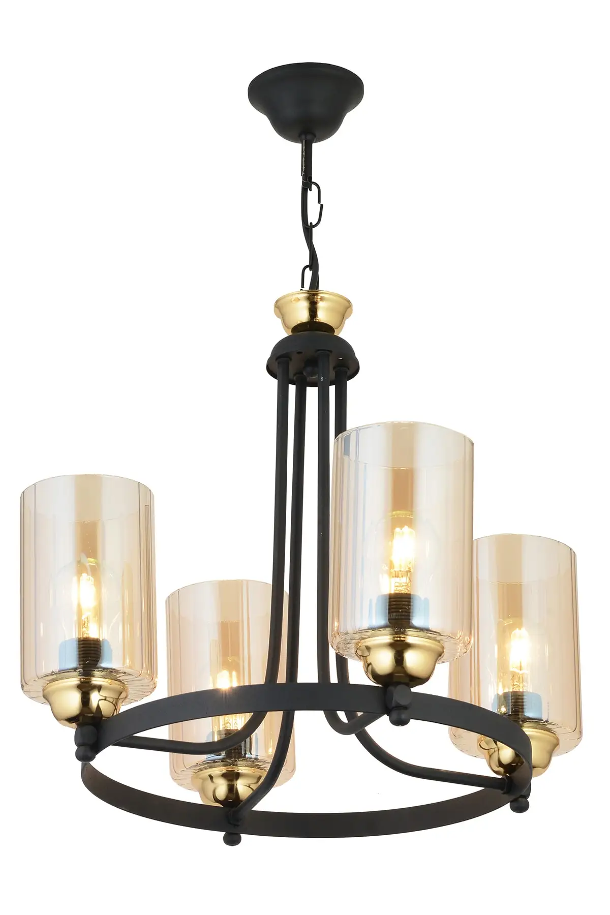 

DOLBOVI space 4-piece black cylinder glass luxury up chandelier