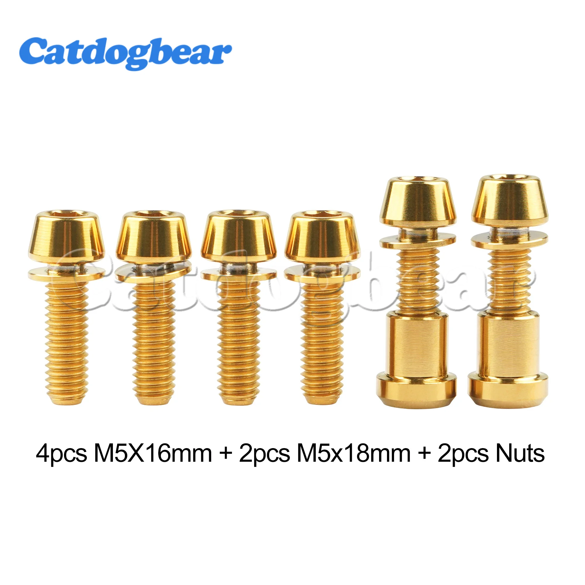 Catdogbear( 4pcs M5X16mm+2pcs M5x18mm+2ps Nuts) Titanium Bolts M5x16 18mm  Screw for 3T ARX LTD Mountain/Road Bike Upgrade Kit