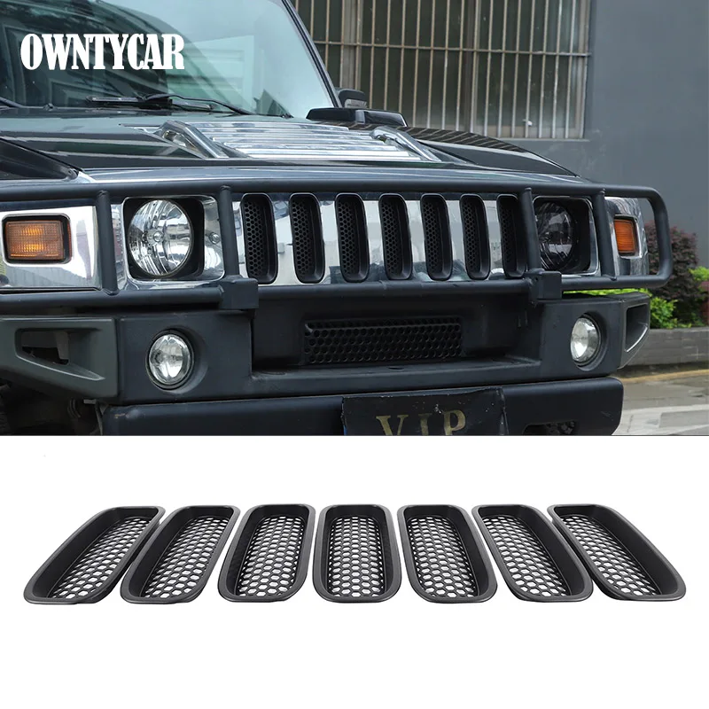 

For Hummer H2 2003-2009 ABS Black/Red Car Front Grille Insect Screen Protective Cover Decoration Modification Accessories