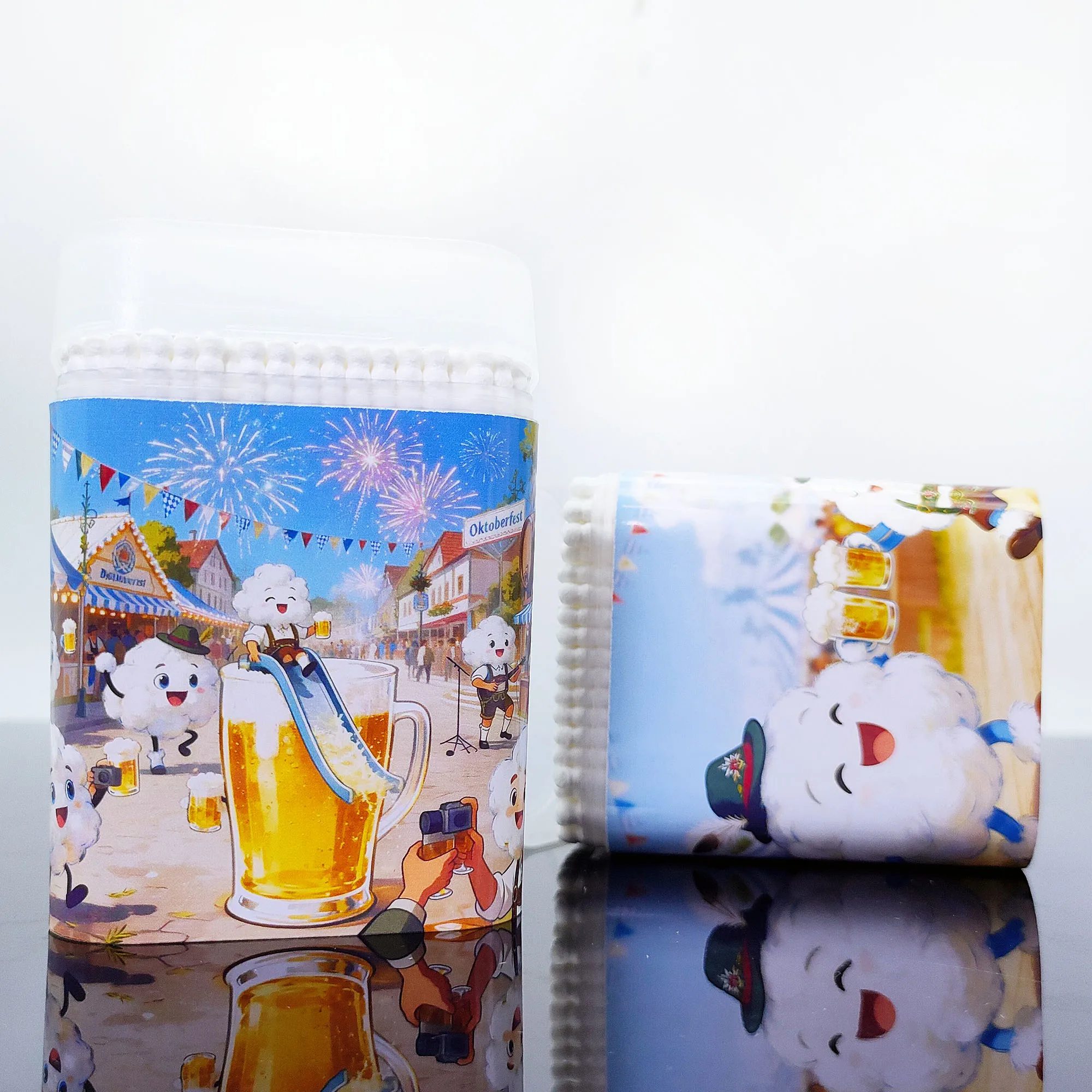 200 قطعة/600 قطعة مسحات قطنية تحت عنوان مهرجان البيرة، مسحات قطنية متعددة الوظائف برأسين، مسحات قطنية مستديرة حلزونية.