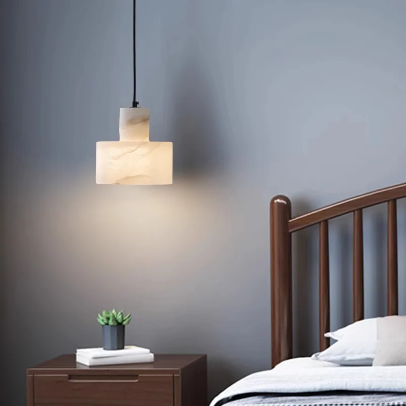 Modern Small Pendant Light E27 Bulb Natural Marble E27 Bulb For Bar Kitchen Dining Room Bedroom Wire Adjustable