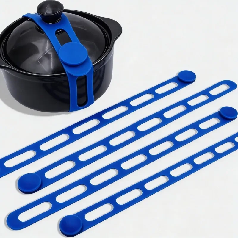Silicone Pot Lid Elastic Band Reusable Data Cable Storage Strap Stretchable Curtains Lunch Box Fixed Straps Home Organizer Tools