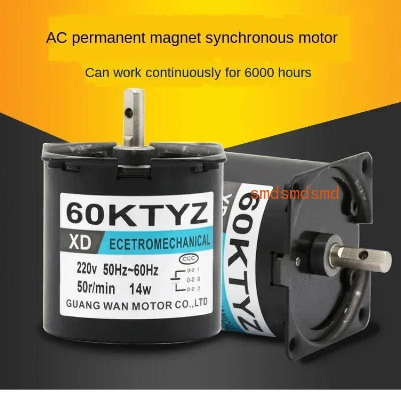 60Ktyz 14W Ac Permanente Magneet Synchrone Motor 110V/220V Gear Motor Miniatuur Lage Snelheid Grote Koppel Kleine Motor