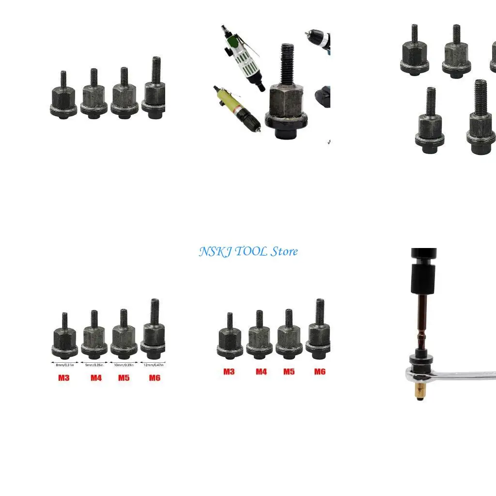 

L8RC 5PCS/Set Rivet Nut Riveting Manual Threaded Hand Riveter Inserts Tool Drill Adapter
