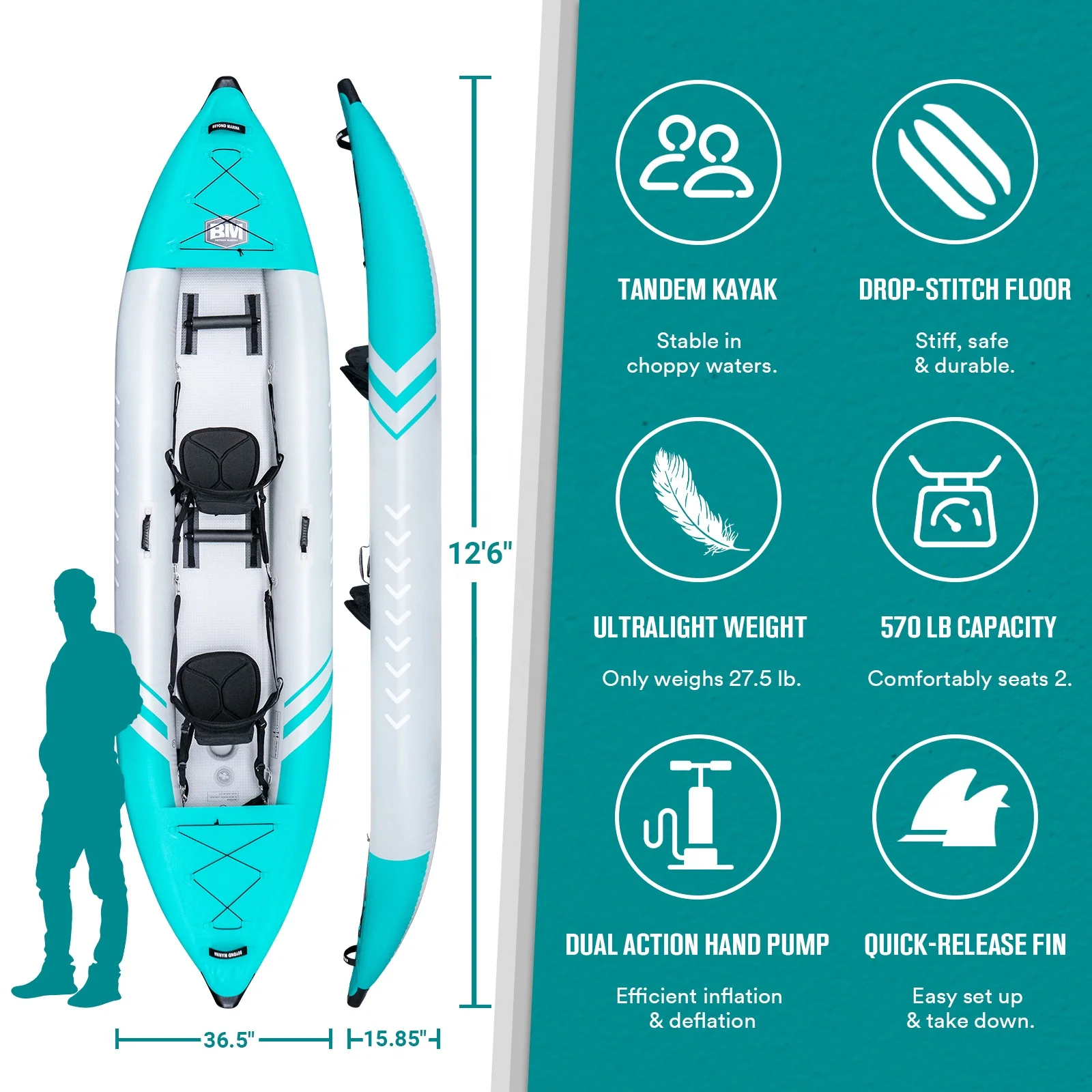 Cheap 2 Person Drop Stitch Folding Fishing Canoe Inflatable Kayak for Sale