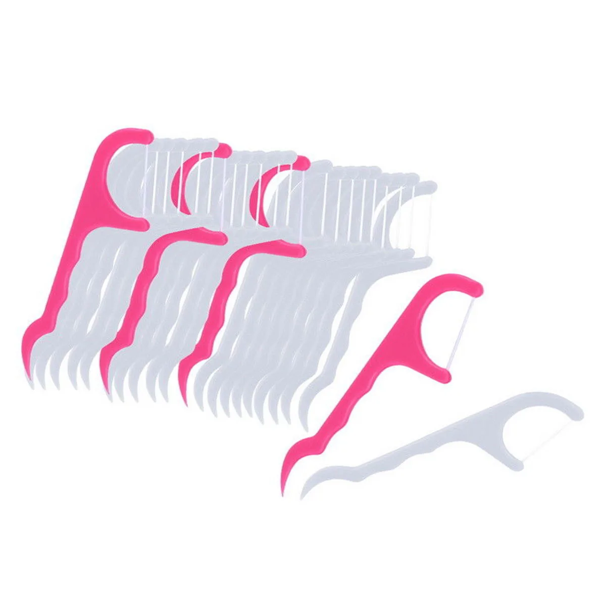 

100pcs Plastic Dental Floss Stick Nylon Wire Portable Teeth Care Cleaner Cleaning Tools Set (White and Pink)