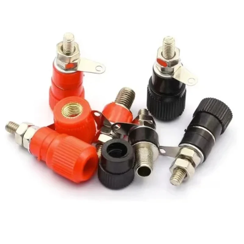 10pcs 4mm Red&Black Banana Socket Professional Binding Post Nut Banana Plug Jack Connector Nickel Plated For 4mm Banana Plug