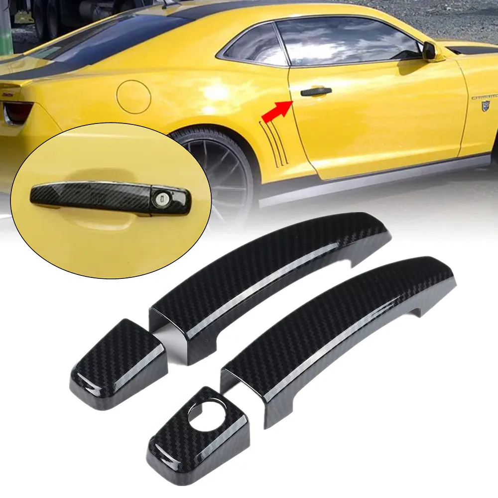 1 مجموعة لشروليه كامارو 2010-2015 الخارجي مقبض الباب إطار غطاء قولبة الكسوة ABS واقية ملصق الملحقات #1