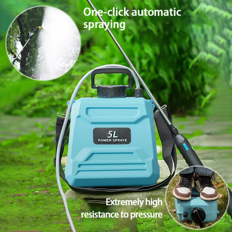 رذاذ زراعي جديد 5 لتر، رذاذ عالي الضغط من نوع حقيبة الظهر، رذاذ المبيدات الكهربائية لتطهير الري، أخضر/أزرق #1