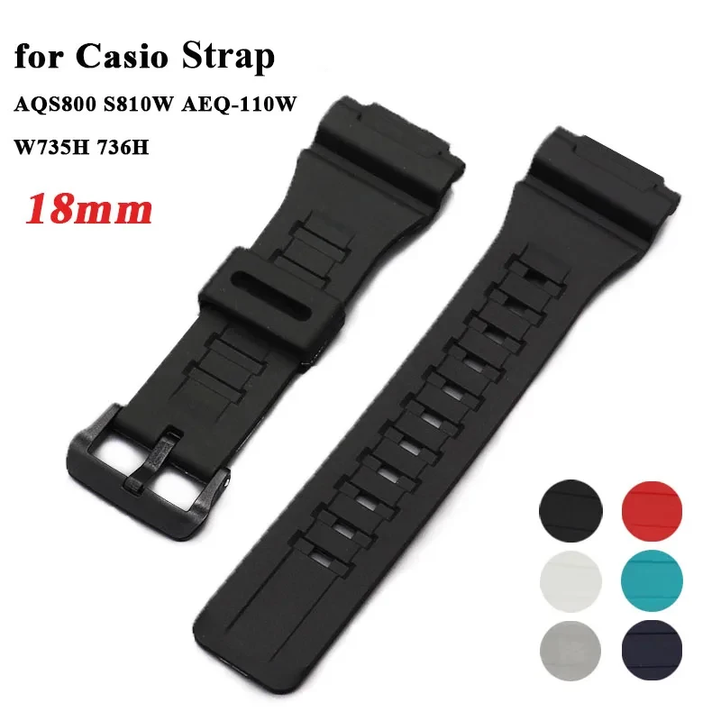 18mm Silicone Watch Band for Casio AQS800 S810W AEQ-110W W735H 736H Resin Watch Strap Sport Men Bracelet Watch Accessories