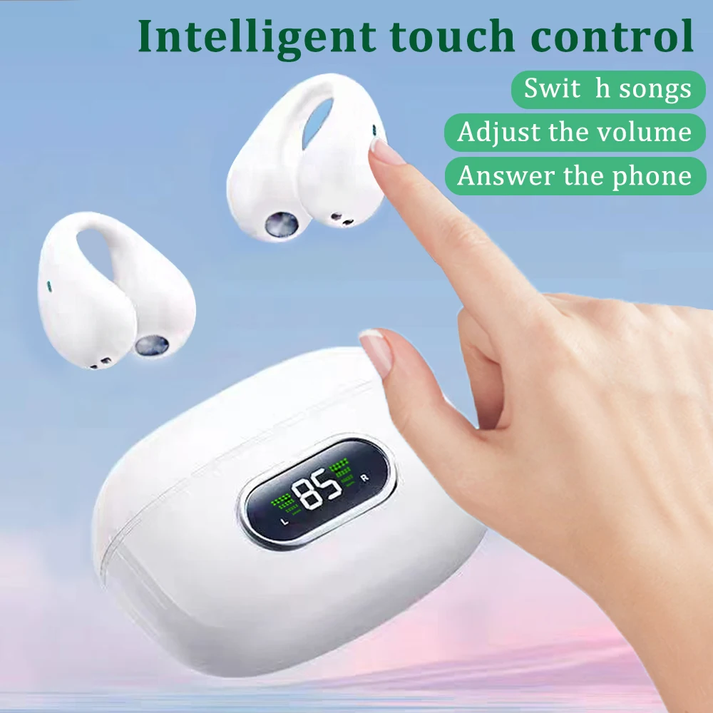 2025 novos fones de ouvido sem fio com clipe de orelha, disponíveis em várias cores, com display de energia inteligente, bateria de lítio de grande capacidade