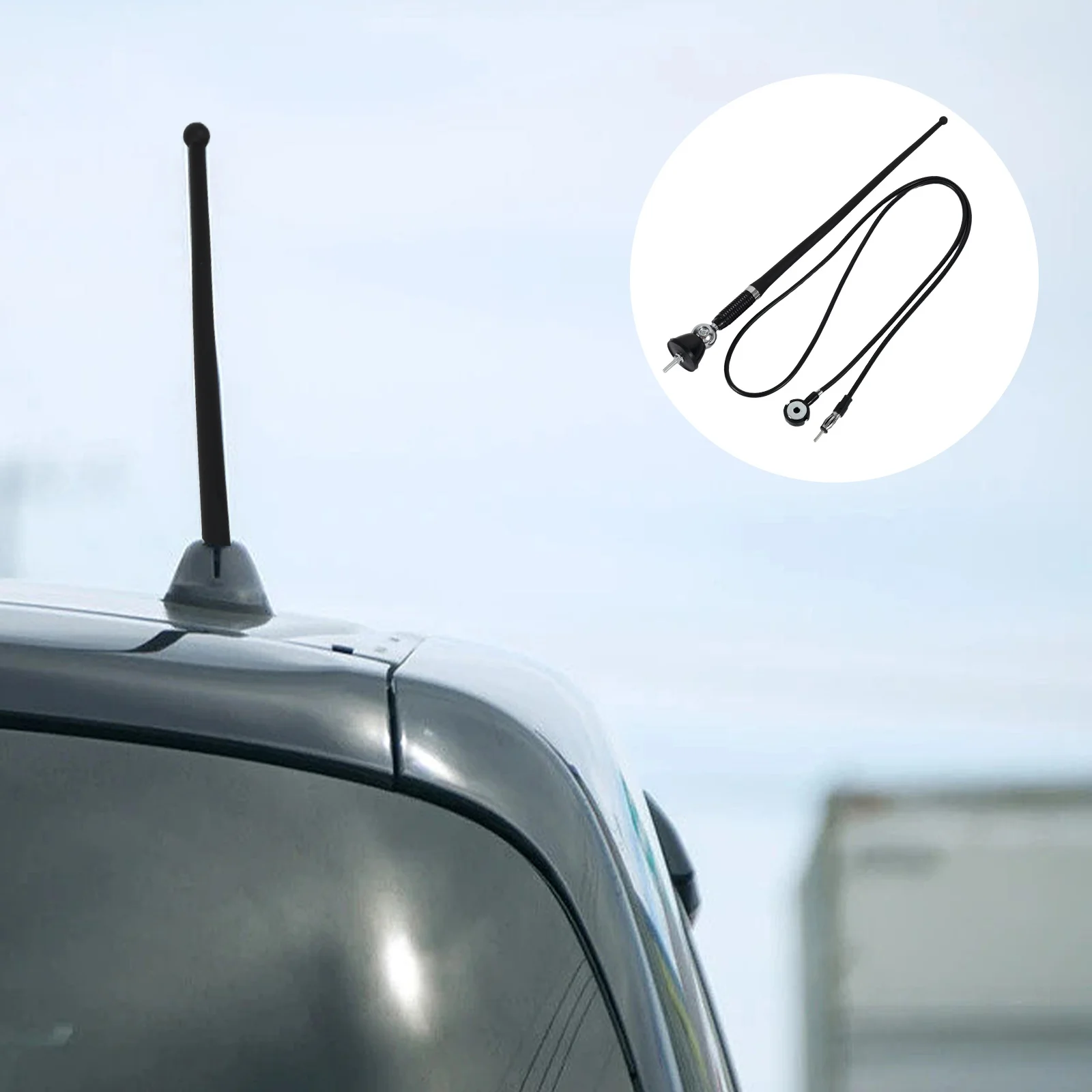 17'' Auto-Dachradioantenne AM-FM Gummi-Radioantenne mit 180-Grad-Drehbasis Flexible Dachmontage-Signalantenne für Fahrzeuge – Detail 6