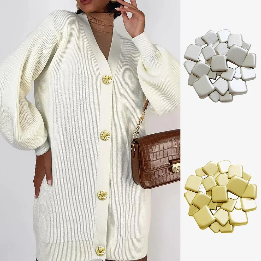 

10 Pcs/set Square Design Hollow Irregular Metal Buttons, Fashionable Buttons for Decorating Suits Jackets Trench Coats Cardigans